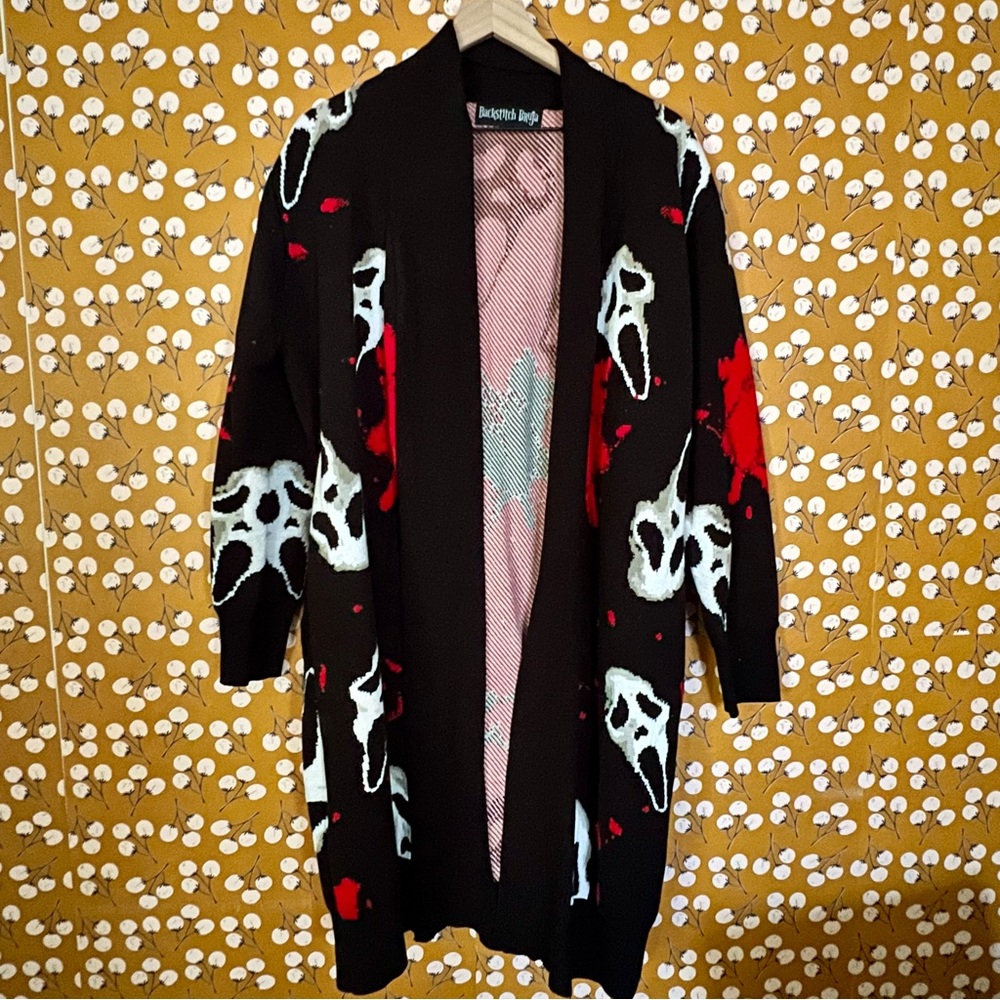 Backstitch Bruja Father Deqth Ghostface Scream Cardigan Halloween